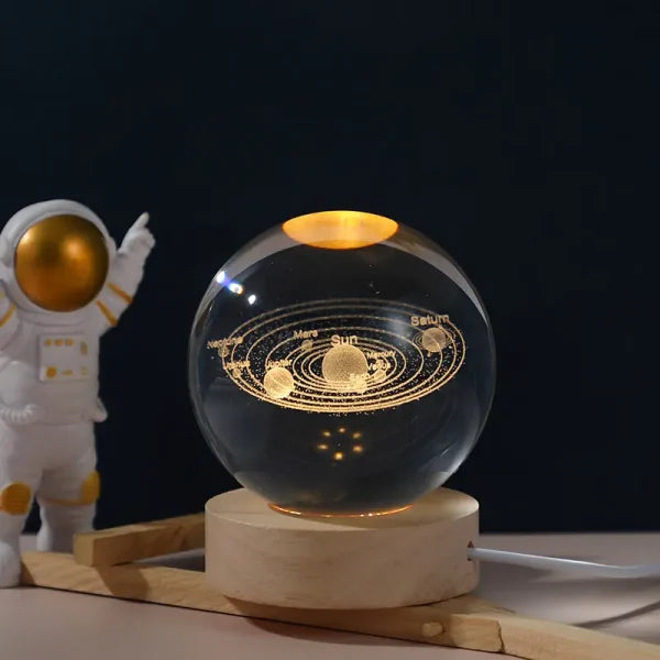 3d Crystal Ball Night Lights Glowing Galaxy Planetary Earth Moon Ball Lamp Earth For Kids Bedroom Decor