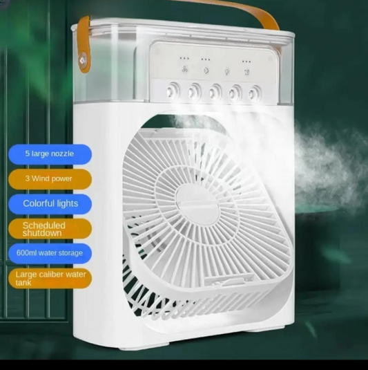 Portable Air Conditioner Fan Usb Electric Fan With Led Night Light, Fine Mist Water, And Humidifier Function | Led Night Light Water Mist (random Color)